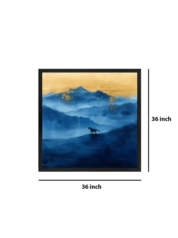 Box_Fiber_Frame_Lone_Horse_Canvas-Wrapped_Painting_36X36_-_Blue_and_Gold_Wilderness_Landscape_(BLF36X360356)