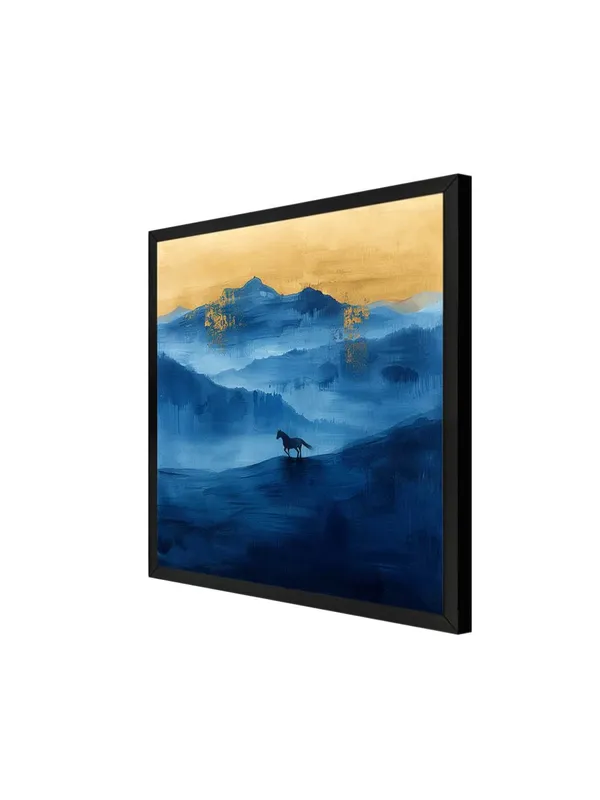 Box_Fiber_Frame_Lone_Horse_Canvas-Wrapped_Painting_36X36_-_Blue_and_Gold_Wilderness_Landscape_(BLF36X360356)