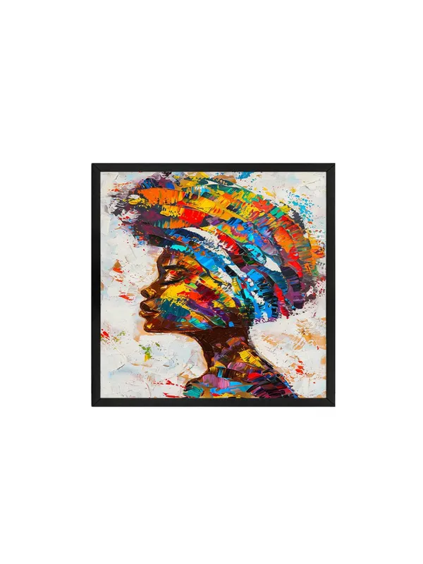 Box_Fiber_Frame_Colorful_Woman_Profile_Canvas-Wrapped_Painting_36X36_�_Bright_Multicolor_African_Art_(BLF36X360482)