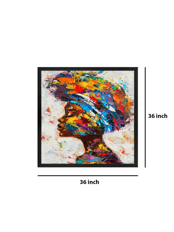 Box_Fiber_Frame_Colorful_Woman_Profile_Canvas-Wrapped_Painting_36X36_�_Bright_Multicolor_African_Art_(BLF36X360482)