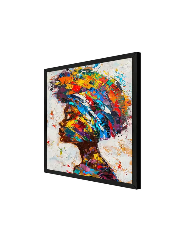 Box_Fiber_Frame_Colorful_Woman_Profile_Canvas-Wrapped_Painting_36X36_�_Bright_Multicolor_African_Art_(BLF36X360482)