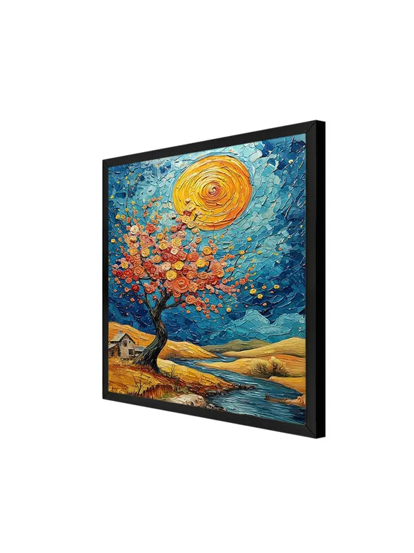 Box_Fiber_Frame_Canvas-Wrapped_Enchanting_Blossom_Tree_with_Sunset_Painting_36X36_-_Landscape_Wall_Art_(BLF36X360497)