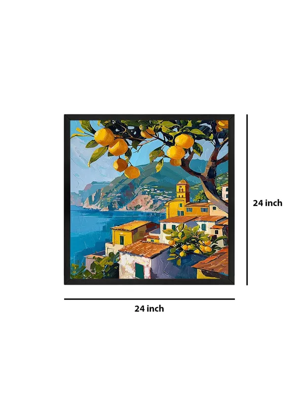 Box_Fiber_Frame_Lemon_Orchard_Canvas-Wrapped_Painting_-_24X24_Inch_-_Vibrant_Village_Scene_Art_for_Kitchen_or_Dining_Area_(BLF24X240421)