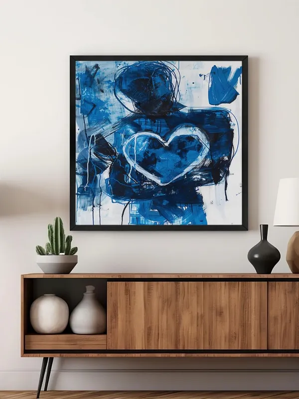 Box_Fiber_Frame_Abstract_Blue_Heart_Canvas-Wrapped_Painting_24X24_-_Modern_Art_with_Emotional_Expression_(BLF24X240368)