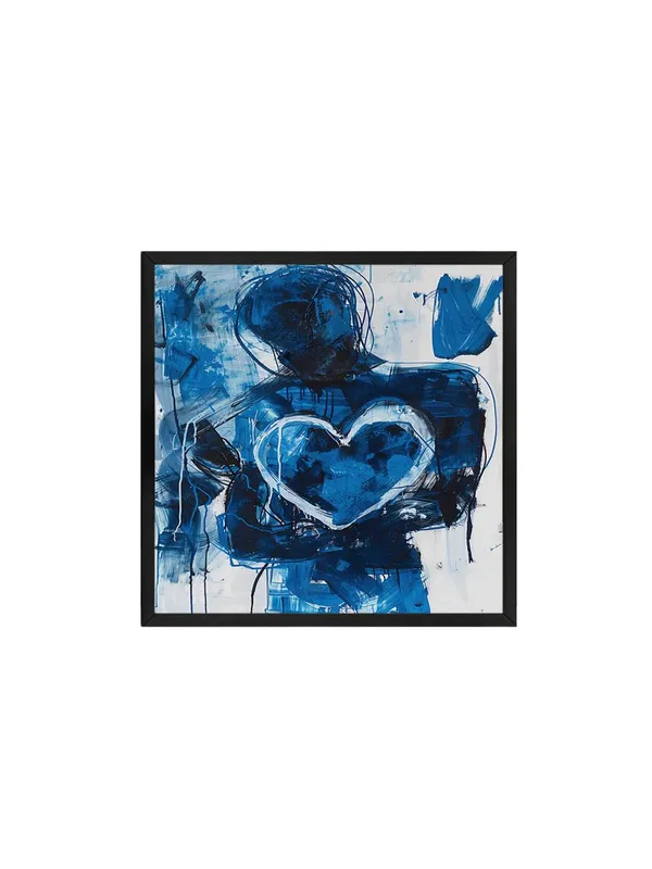 Box_Fiber_Frame_Abstract_Blue_Heart_Canvas-Wrapped_Painting_24X24_-_Modern_Art_with_Emotional_Expression_(BLF24X240368)