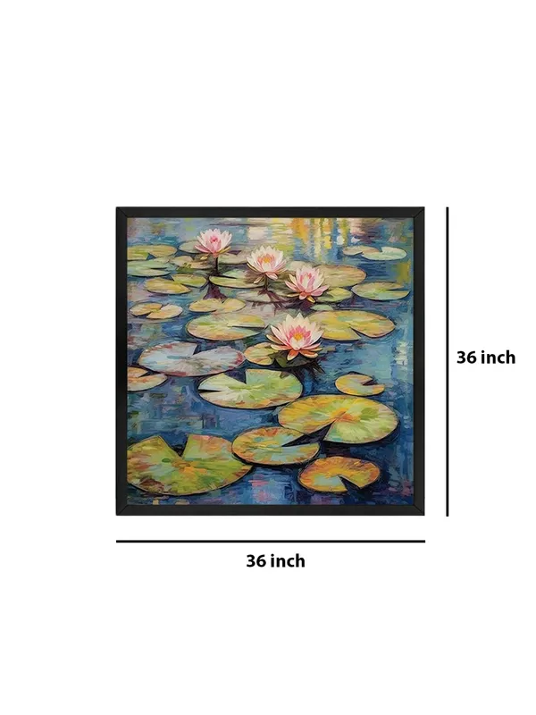 Box_Fiber_Frame_Tranquil_Water_Lily_Art_Print_-_Vibrant_Pond_with_Pink_Blooms_and_Lily_Pads_for_Peaceful_Home_D�cor_(BLF36X360145)