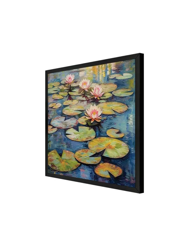 Box_Fiber_Frame_Tranquil_Water_Lily_Art_Print_-_Vibrant_Pond_with_Pink_Blooms_and_Lily_Pads_for_Peaceful_Home_D�cor_(BLF36X360145)