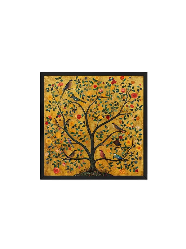 Box_Fiber_Frame_An_artistic_representation_of_a_tree_adorned_with_various_birds,_symbolizing_life_and_diversity_tree_of_life_painting_(BLF36X360200)