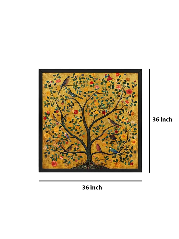 Box_Fiber_Frame_An_artistic_representation_of_a_tree_adorned_with_various_birds,_symbolizing_life_and_diversity_tree_of_life_painting_(BLF36X360200)