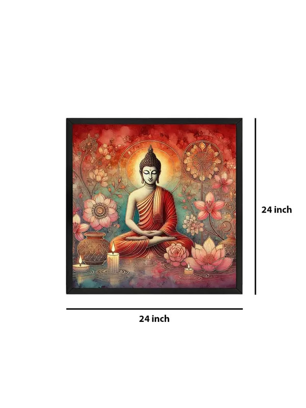 Box_Fiber_Frame_Canvas_Wrapped_Painting_of_Buddha_with_Lotus_and_Candles_-_Harmonious_Art_for_Serenity_-_24X24_Inches_(BLF24X240559)