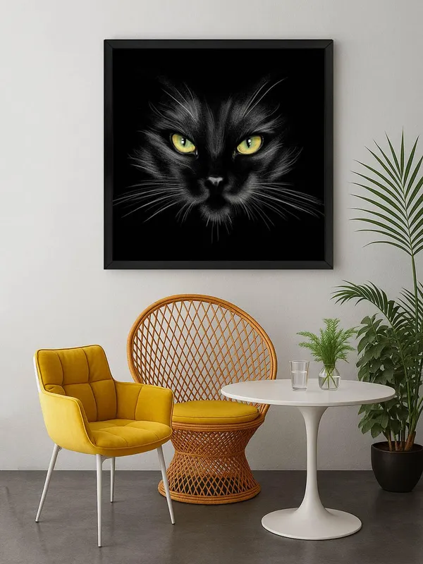 Box_Fiber_Frame_Mysterious_Black_Cat_Canvas-Wrapped_Painting_24X24_-_Enigmatic_Feline_Eyes_(BLF24X240349)