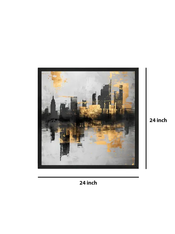 Box_Fiber_Frame_Gold_and_Black_Cityscape_Canvas-Wrapped_Painting_24X24_-_Urban_Skyline_with_Metallic_Highlights_(BLF24X240369)