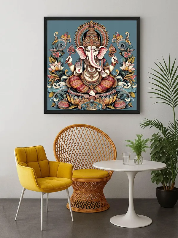 Box_Fiber_Frame_Celestial_Majesty:_The_Sacred_Manifestation_of_Lord_Ganesha,_Bearer_of_Knowledge_and_Remover_of_Obstacles_-_Canvas_Painting_(BLF36X360227)