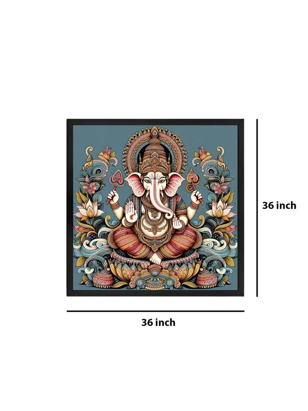 Box_Fiber_Frame_Celestial_Majesty:_The_Sacred_Manifestation_of_Lord_Ganesha,_Bearer_of_Knowledge_and_Remover_of_Obstacles_-_Canvas_Painting_(BLF36X360227)