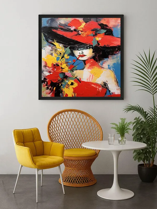 Box_Fiber_Frame_Floral_Lady_in_Red_Canvas-Wrapped_Painting_-_36X36_Inch_-_Abstract_Woman_Portrait_for_Chic_Interiors_(BLF36X360420)