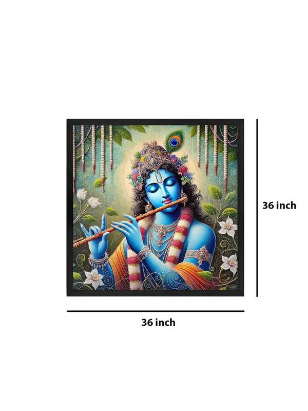 Box_Fiber_Frame_Floral_Krishna_Canvas_Painting_-_Hindu_Spiritual_Art_for_Home_and_Temple_Decor_36X36_Inches_(BLF36X360536)