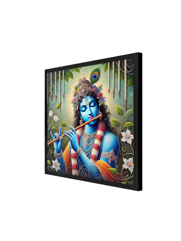 Box_Fiber_Frame_Floral_Krishna_Canvas_Painting_-_Hindu_Spiritual_Art_for_Home_and_Temple_Decor_36X36_Inches_(BLF36X360536)