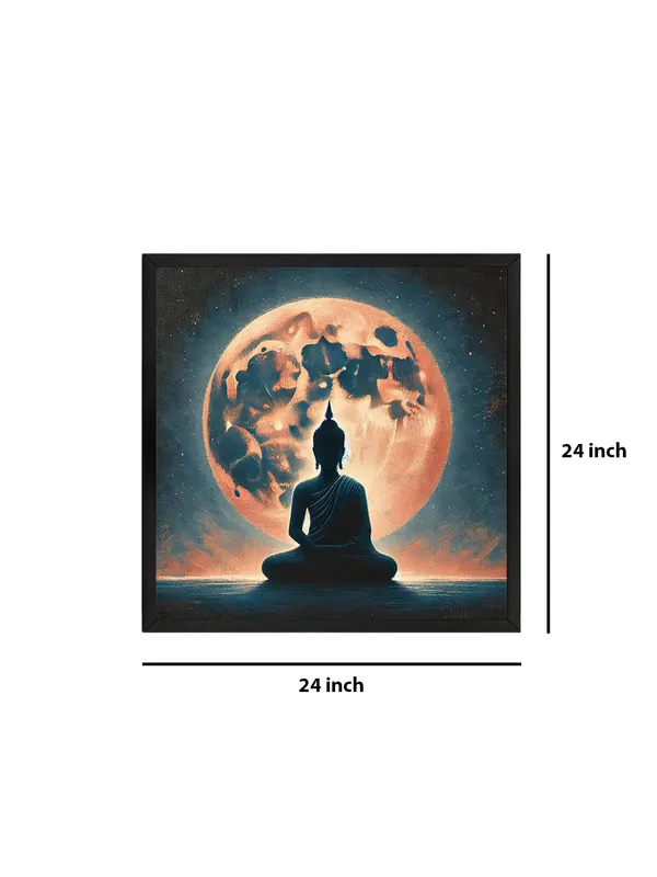 Box_Fiber_Frame_Buddha_Silhouette_against_Moonlight_Canvas-Wrapped_Painting,_�_Zen_Wall_Art_24X24_Inches_(BLF24X240524)