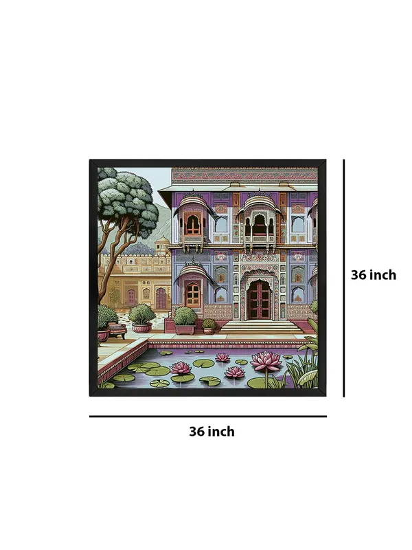 Box_Fiber_Frame_Traditional_Indian_Palace_Art_Print_-_Ornate_Architecture_with_Lotus_Pond_and_Vibrant_Colors_for_Elegant_Home_Decor_(BLF36X360159)