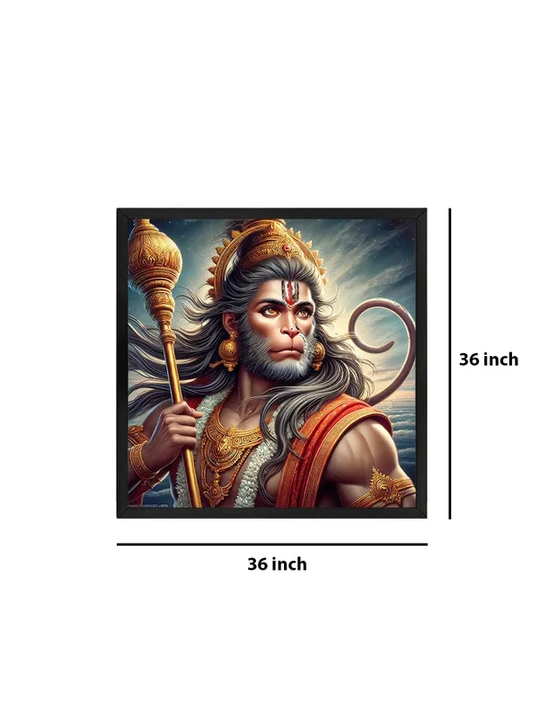 Box_Fiber_Frame_Canvas_Wrapped_Painting_of_Hanuman_in_Battlefield_-_Courageous_Art_for_Warrior_Spirit_Enthusiasts_-36X36_Inches_(BLF36X360517)