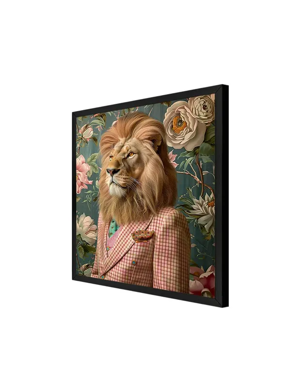 Box_Fiber_Frame_Lion_in_Checkered_Suit_Canvas-Wrapped_Painting_24X24_-_Unique_Animal_Art_Decor_(BLF24X240331)