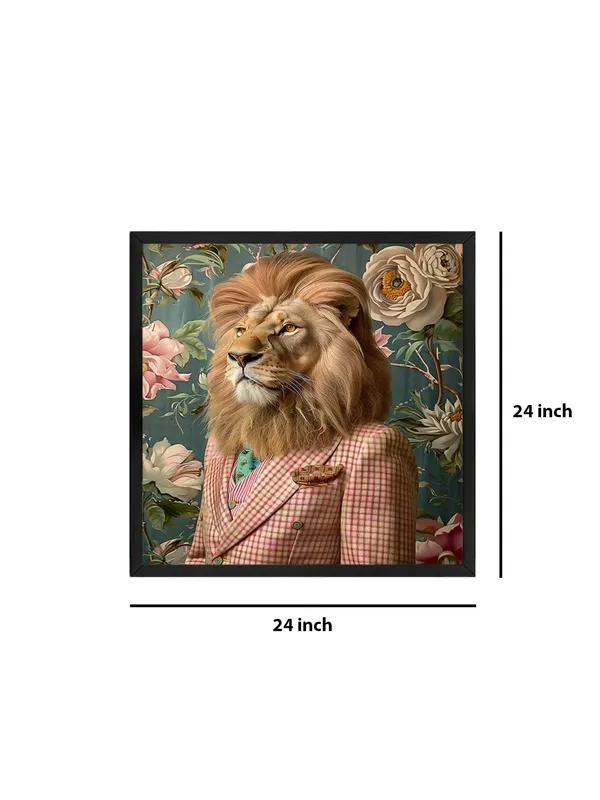 Box_Fiber_Frame_Lion_in_Checkered_Suit_Canvas-Wrapped_Painting_24X24_-_Unique_Animal_Art_Decor_(BLF24X240331)