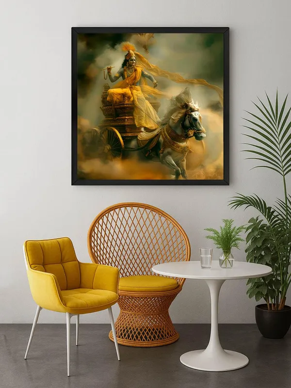 Box_Fiber_Frame_Canvas_Wrapped_Painting_of_Krishna_Riding_Chariot_-_Divine_Art_for_Spiritual_Spaces_-_36X36_Inches_(BLF36X360542)