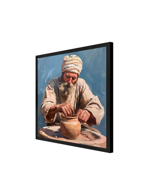 Box_Fiber_Frame_Rustic_Artisan_Canvas-Wrapped_Painting_-_24X24_Inch_-_Traditional_Pottery_Maker_Art_for_Cultural_Interiors_(BLF24X240422)