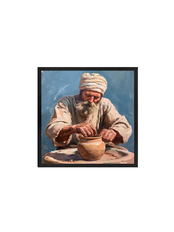 Box_Fiber_Frame_Rustic_Artisan_Canvas-Wrapped_Painting_-_24X24_Inch_-_Traditional_Pottery_Maker_Art_for_Cultural_Interiors_(BLF24X240422)