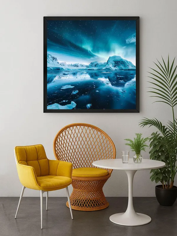 Box_Fiber_Frame_Northern_Lights_Reflected_in_Water_Canvas-Wrapped_Painting_24X24_-_Nature's_Wonder_Art_(BLF24X240337)