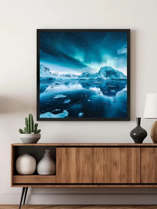 Box_Fiber_Frame_Northern_Lights_Reflected_in_Water_Canvas-Wrapped_Painting_24X24_-_Nature's_Wonder_Art_(BLF24X240337)
