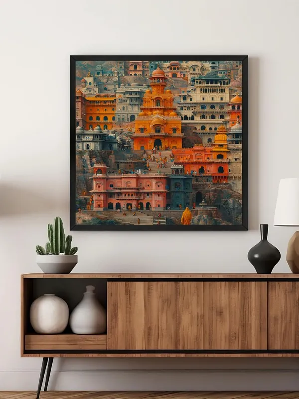 Box_Fiber_Frame_colorful_painting_architecture_of_the_densely_packed_buildings,_creating_a_sense_of_a_mystical_or_otherworldly_city_wall_painting_for_bedroom_(BLF24X240207)