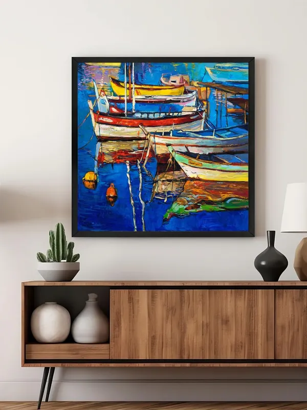 Box_Fiber_Frame_Vivid_Boats_in_Harbor_Canvas-Wrapped_Painting,_Colorful_Nautical_Decor_(BLF24X240310)