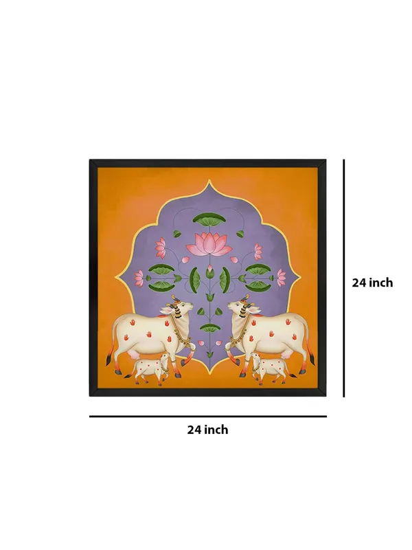 Box_Fiber_Frame_Vibrant_Ornamental_Cow_and_Lotus_Flower_Art_Print_-_Traditional_Decorative_Painting_with_Bold_Color_Palette_and_Elegant_Gold_Accents_(BLF24X240171)