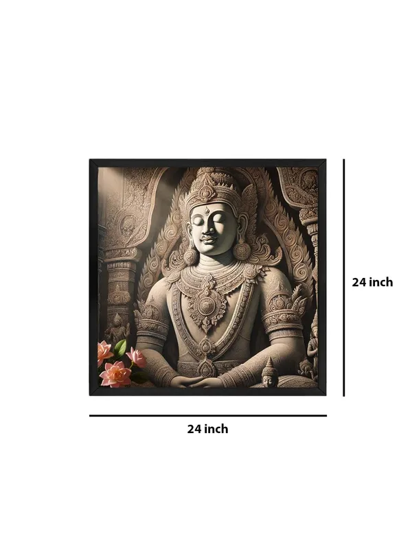 Box_Fiber_Frame_Canvas_Wrapped_Painting_of_Buddha_with_Lotus_Flowers_-_Elegant_Decor_for_Meditation_Spaces_-_24X24_Inches_(BLF24X240553)