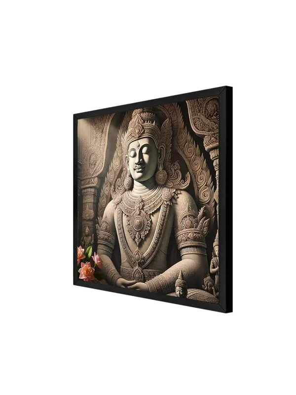 Box_Fiber_Frame_Canvas_Wrapped_Painting_of_Buddha_with_Lotus_Flowers_-_Elegant_Decor_for_Meditation_Spaces_-_24X24_Inches_(BLF24X240553)
