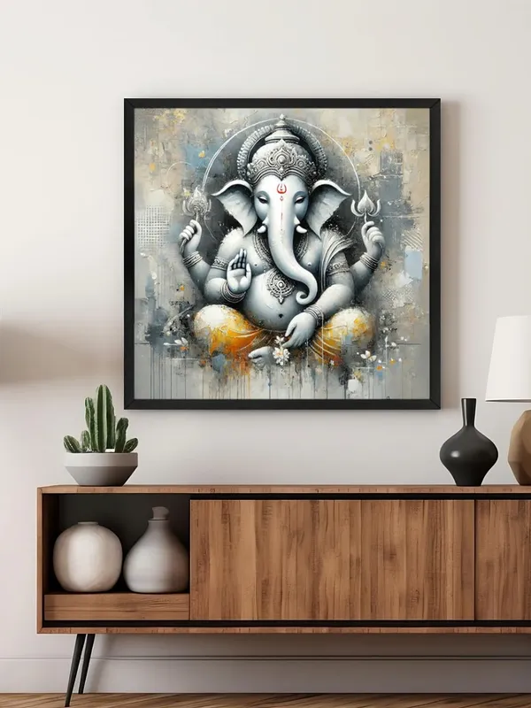 Box_Fiber_Frame_Ganesha's_Sacred_Aura:_The_Embodiment_of_Strength,_Wisdom,_and_Compassion_in_the_Cosmic_Realm_-_Canvas_Painting_(BLF24X240231)