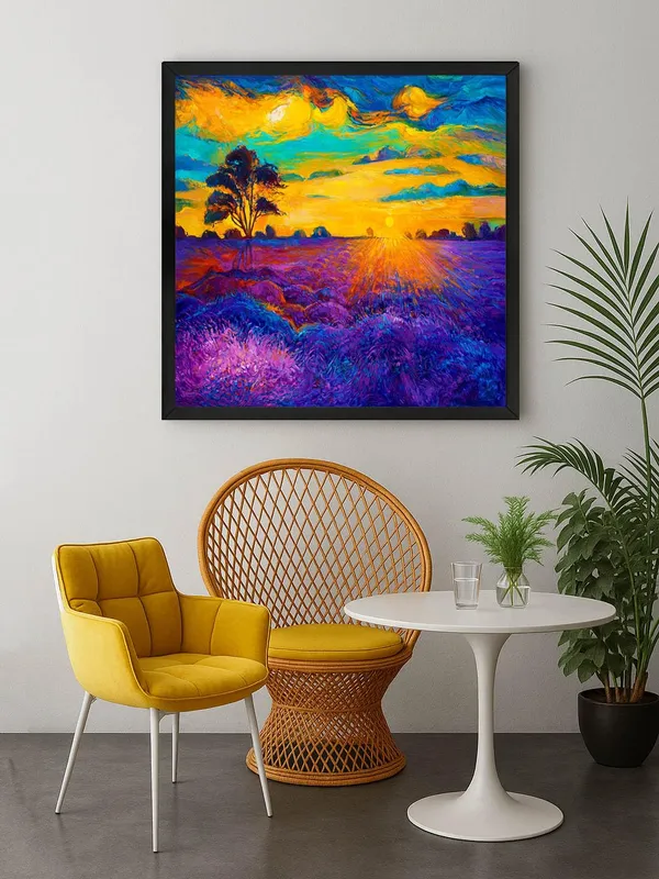 Box_Fiber_Frame_Lavender_Sunset_Canvas-Wrapped_Painting_24X24_-_Peaceful_Landscape_for_Home_Decor_(BLF24X240453)