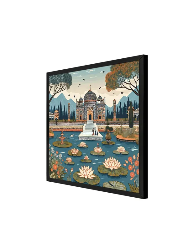 Box_Fiber_Frame_indian_art_mahal_with_women_and_flying_birds_modern_art_wall_painting_for_bedroom_indian_painting_for_wall_decoration_(BLF36X360219)