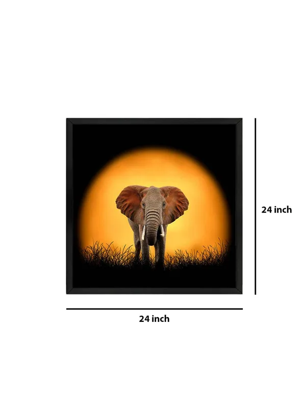 Box_Fiber_Frame_Sunset_Elephant_Canvas-Wrapped_Painting_24X24_-_Wildlife_Silhouette_at_Dusk_(BLF24X240351)