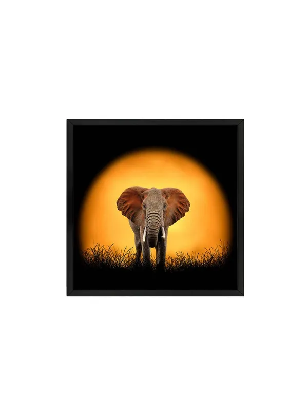 Box_Fiber_Frame_Sunset_Elephant_Canvas-Wrapped_Painting_24X24_-_Wildlife_Silhouette_at_Dusk_(BLF24X240351)