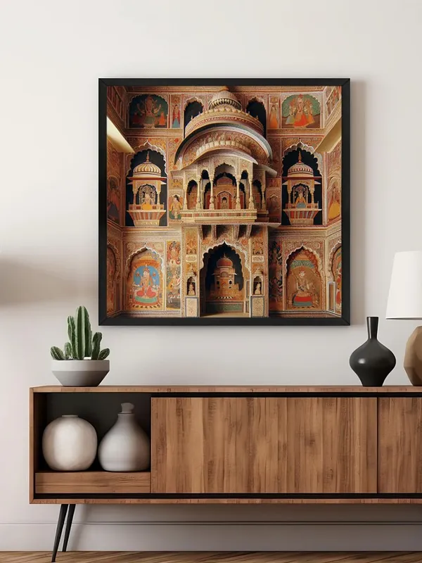 Box_Fiber_Frame_Traditional_Indian_Architectural_Art_Print_-_Intricate_Interior_with_Richly_Decorated_Murals_and_Carvings_(BLF36X360162)