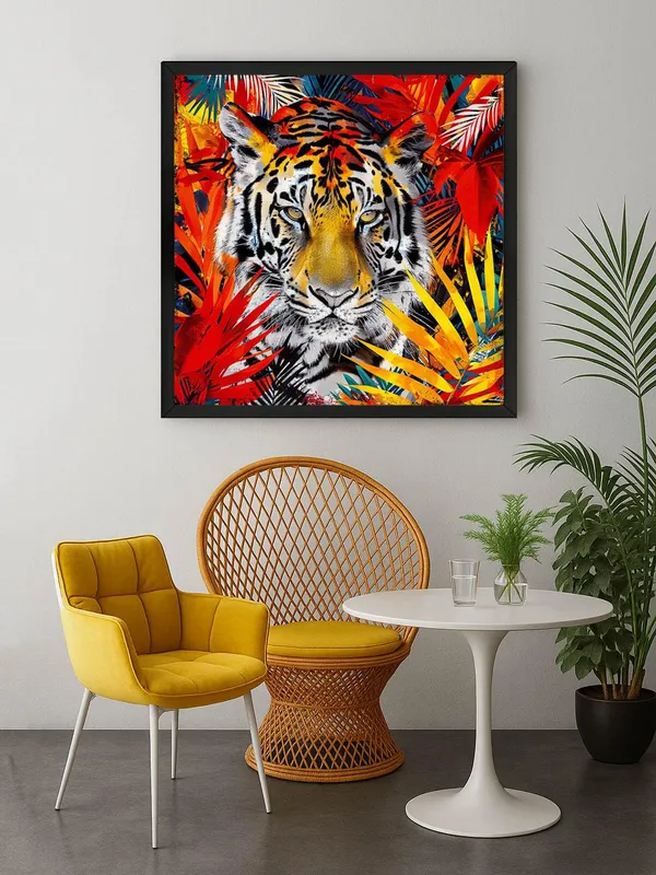 Box_Fiber_Frame_Jungle_Tiger_Canvas-Wrapped_Painting_24X24_-_Vibrant_Wildlife_Portrait_(BLF24X240357)