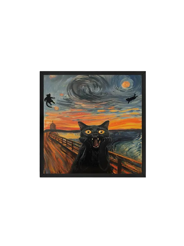 Box_Fiber_Frame_Scream_Cat_Canvas-Wrapped_Painting,_24X24_-_Playful_and_Whimsical_Art_for_Cat_Lovers_(BLF24X240413)