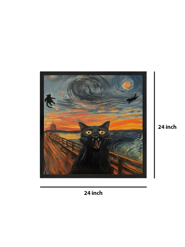 Box_Fiber_Frame_Scream_Cat_Canvas-Wrapped_Painting,_24X24_-_Playful_and_Whimsical_Art_for_Cat_Lovers_(BLF24X240413)
