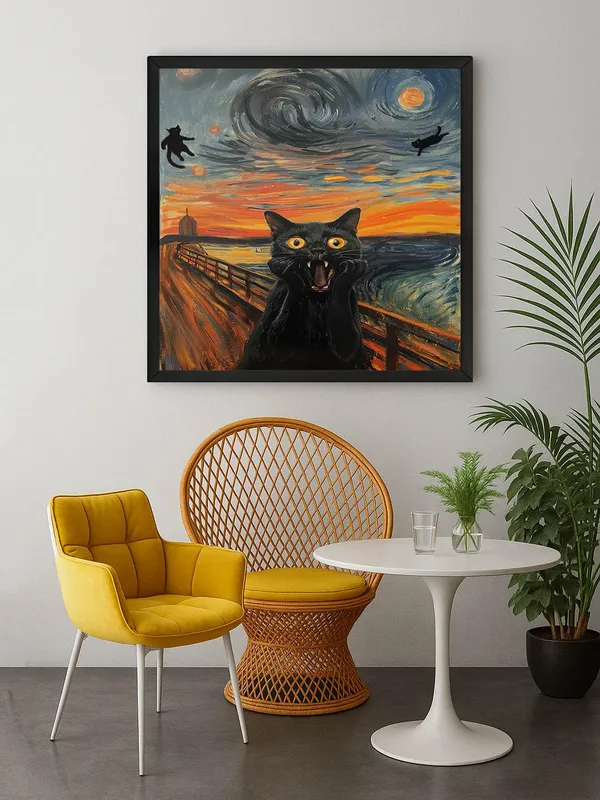 Box_Fiber_Frame_Scream_Cat_Canvas-Wrapped_Painting,_24X24_-_Playful_and_Whimsical_Art_for_Cat_Lovers_(BLF24X240413)