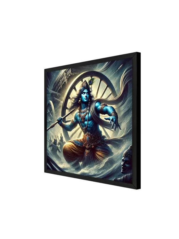Box_Fiber_Frame_Lord_Krishna_in_a_Dynamic_Battle_Pose_from_the_Mahabharata_-_Canvas_Painting_|_Hindu_Mythology_Art,_Krishna_Wall_Decor,_Indian_Epic_Painting_(BLF36X360249)