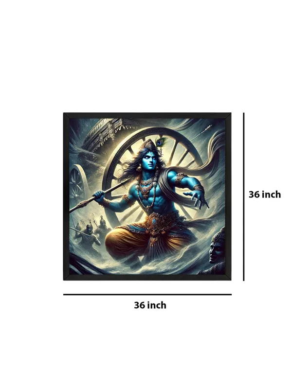 Box_Fiber_Frame_Lord_Krishna_in_a_Dynamic_Battle_Pose_from_the_Mahabharata_-_Canvas_Painting_|_Hindu_Mythology_Art,_Krishna_Wall_Decor,_Indian_Epic_Painting_(BLF36X360249)