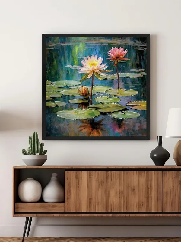 Box_Fiber_Frame_Tranquil_Water_Lily_Art_Print_-_Vibrant_Pond_with_Blooming_Pink_and_White_Water_Lilies_for_Peaceful_Home_D�cor_(BLF36X360149)