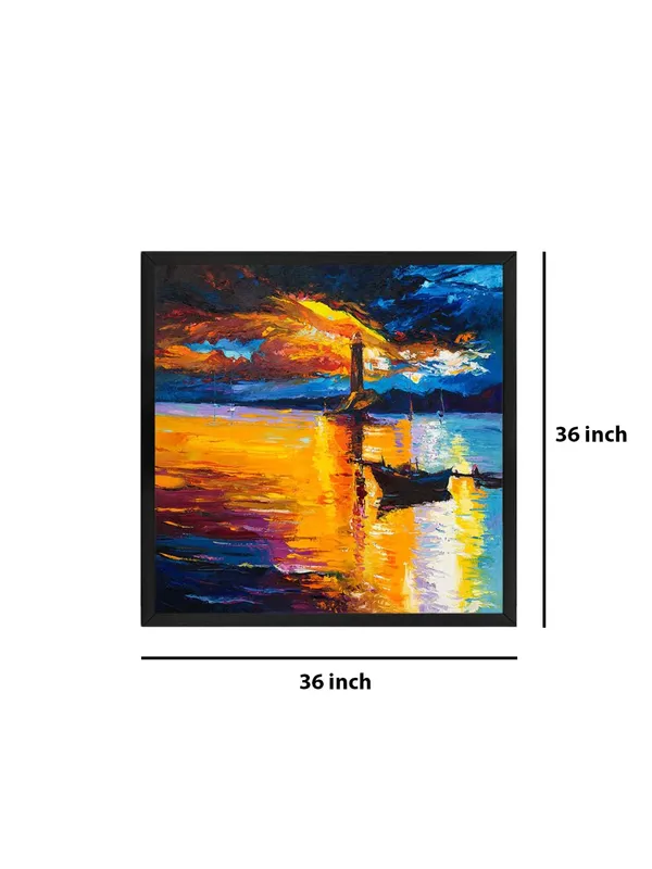 Box_Fiber_Frame_Lighthouse_at_Sunset_Canvas-Wrapped_Painting,_Radiant_Coastal_Decor_(BLF36X360314)